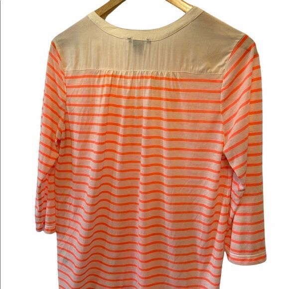 H&M Coral&Tan Semi Sheer Striped Light Top M - Picture 6 of 8